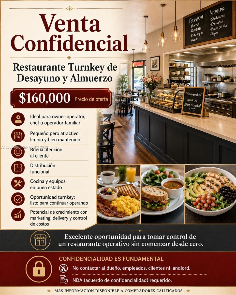 Confidential Turnkey Breakfast \u0026 Lunch Restaurant